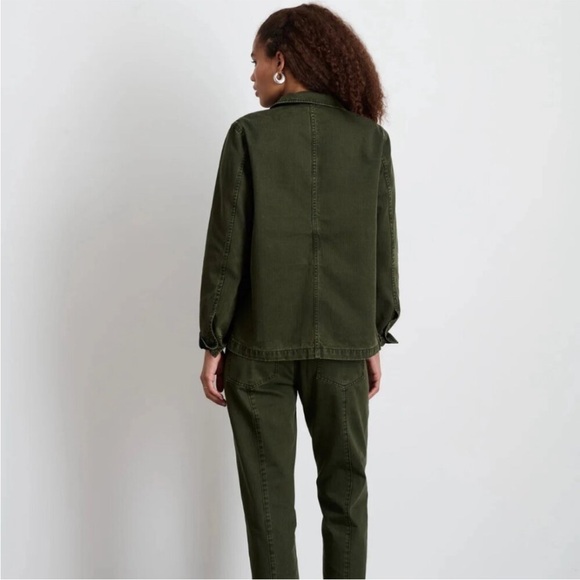 Alex Mill Britt Work Denim Jacket Size Medium in Herringbone Military Olive - Picture 11 of 11